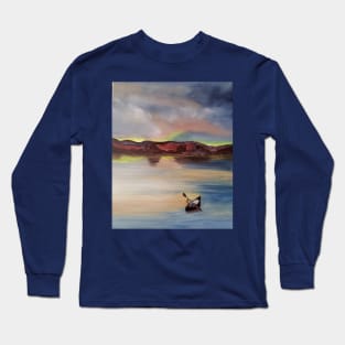 Calm waters oil painting by Tabitha Kremesec Long Sleeve T-Shirt